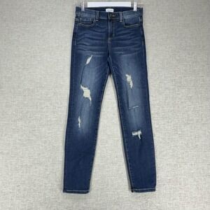 Sneak Peek Jeans Juniors 1 Blue Medium Wash Distressed‎ Skinny Mid Rise Denim